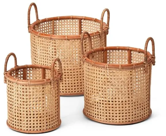 Stori Wick Kurve Rattan Sæt af 3 Natural